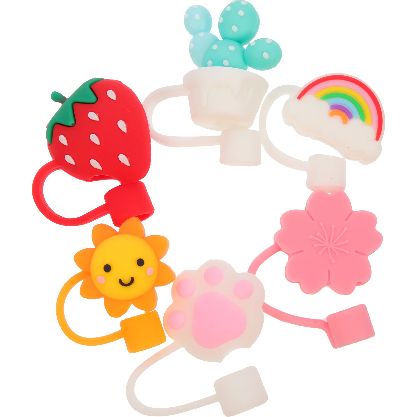 

6 Pcs Silicone Straw Covers Glass Pipette Travel Straw Cap Straw Topper Straw Dust Plug Reusable Straw Tips