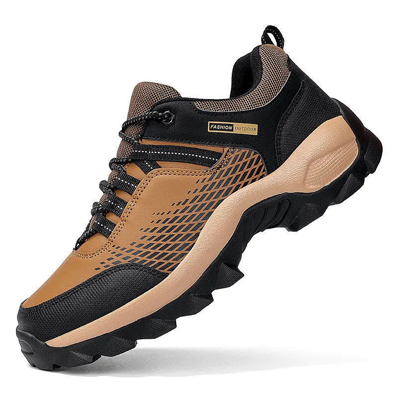 New Winter Leather Sneakers Men Boots Platform Shoes Men Casual Trekking Shoes Men Outdoor Warm Hiking Shoes Non-slip Boots Male