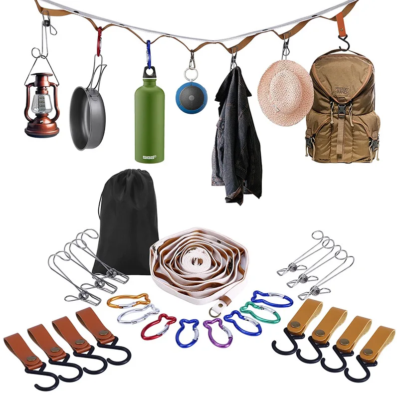 

Outdoor Camping 19-hole Lanyard Portable Tent Storage Clothesline Wild Hanging Idle Items Hammock Strap Home Hanging Rope