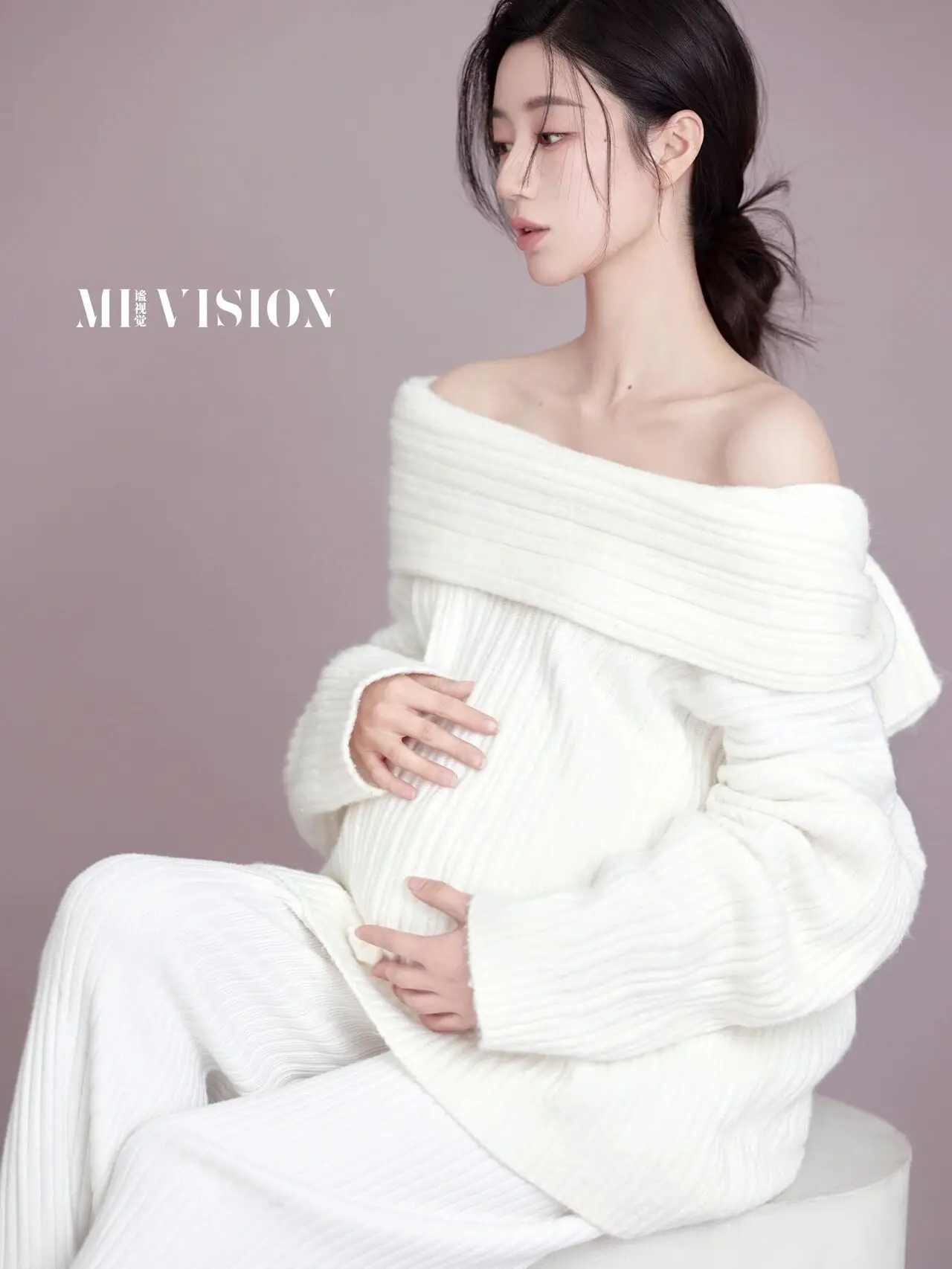 Women Photography Props Maternity White Knitted Off-shoulder Sweaters Pants 2pcs Pregnancy Elegant Studio Shooting Photo Clothes enlarge