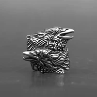 vintage viking odin crow ring men nordic mythology odin double crow stainless steel biker raven rings jewelry gift wholesale