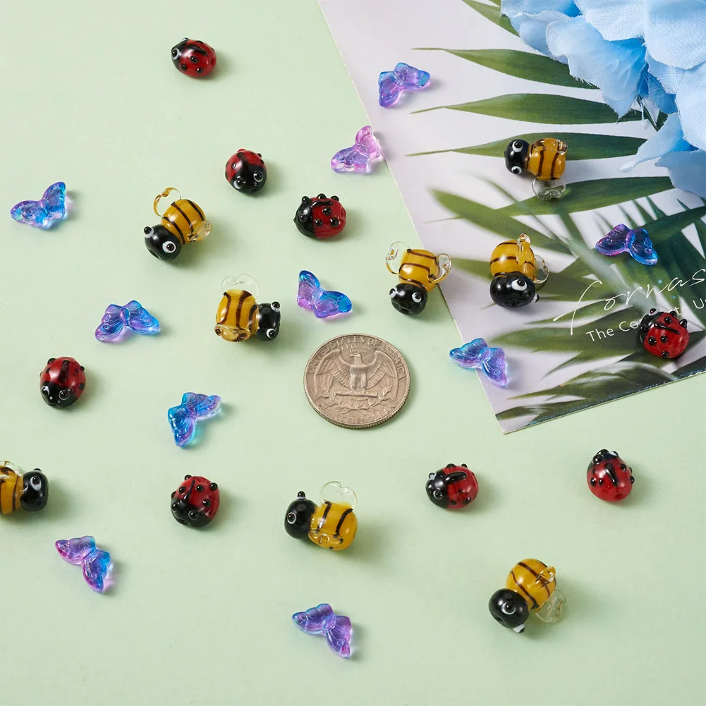 Стеклянная бусина для браслета божьей коровки бабочки