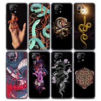 phone case for xiaomi mi 11 lite 5g ne 11i 11t 12 pro poco f1 f3 x3 gt x4 nfc pro silicone cases cover hand snake flower animals