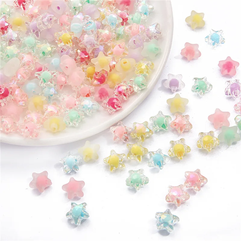 

80pcs 11mm Acrylic Five-pointed Star Beads Loose Spacer Beads for Jewelry Making DIY Handmade Accessories