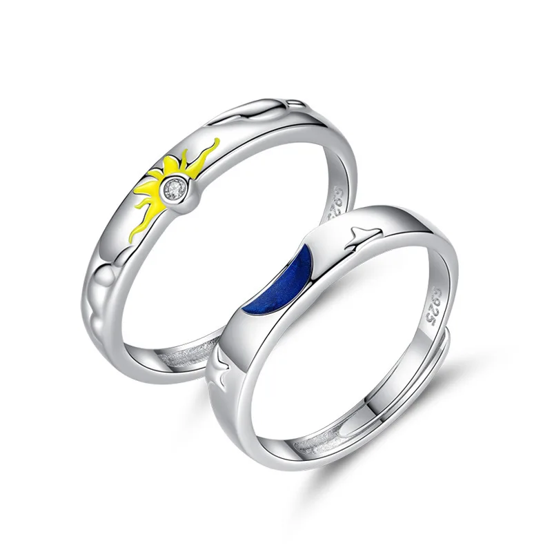 

New Luxury Charm Collection of Sun Moon Star Couple Rings for Women Cat A Solemn Pledge of Love Wedding Rings Set Jewelry Gifts