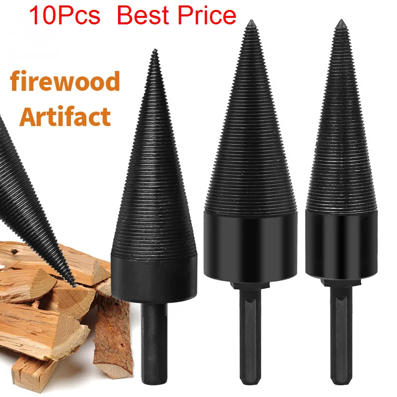 

10Pcs Household Firewood Cutting Tools Electric Wood Machine Split Cone Drill 38mm Firewood Cutting Bit Firewood Cutting Bit for