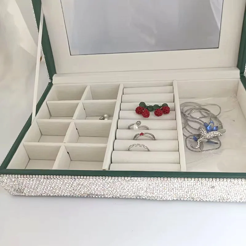 Блестящий Женский бархатный органайзер для ювелирных изделий и колец