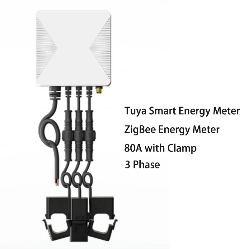 Tuya Smart 3 Phase Zigbee Energy Meter Kwh Powers Monitor 80A With Clamp Current Transformer