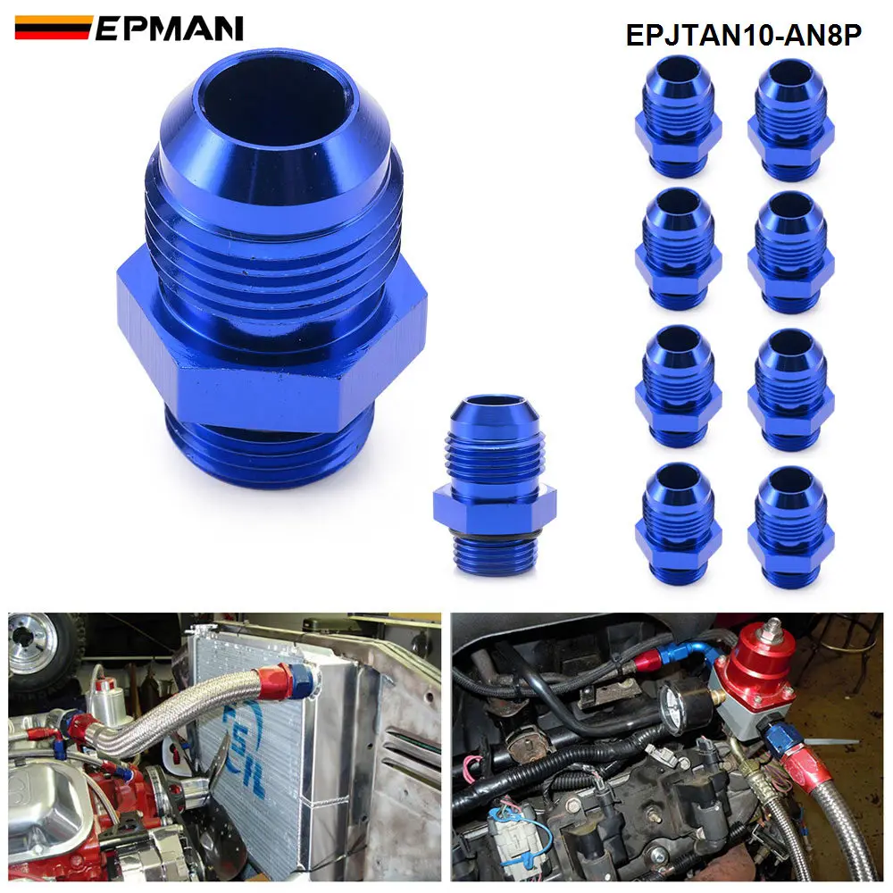 

EPMAN 10PCS AN10 Flare Male To AN8 Pipe Straight Adapter Fuel Hose Line Fittings EPJTAN10-AN8P