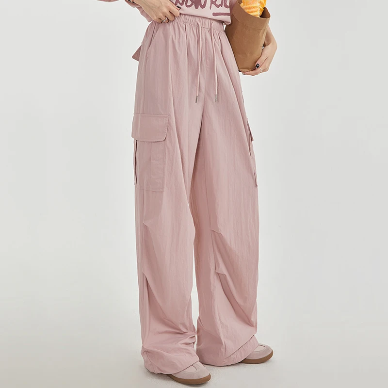 Женские легкие прочные повседневные брюки-карго с высокой талией и карманами из