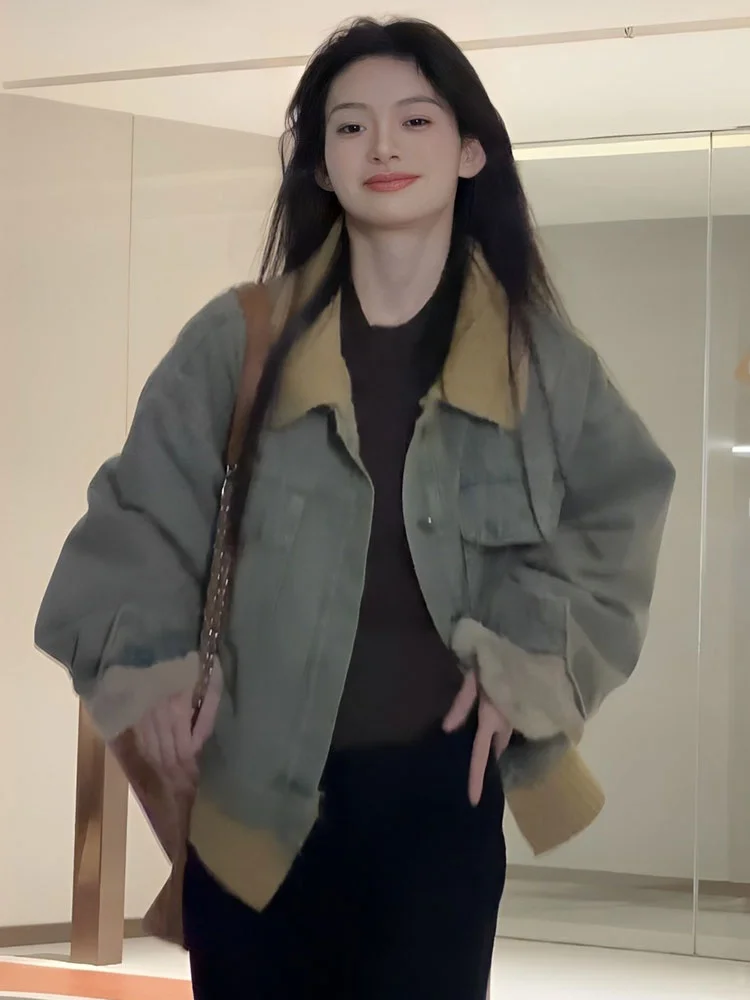 Джинсовое пальто в стиле ретро для женщин 2024 новая популярная осенне-зимняя