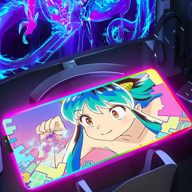 

Urusei Yatsura Large RGB Ram Mousemat Led Light Rubber Non slip Computer Keyboard Accessories Computer Game Machine Luminous Pad