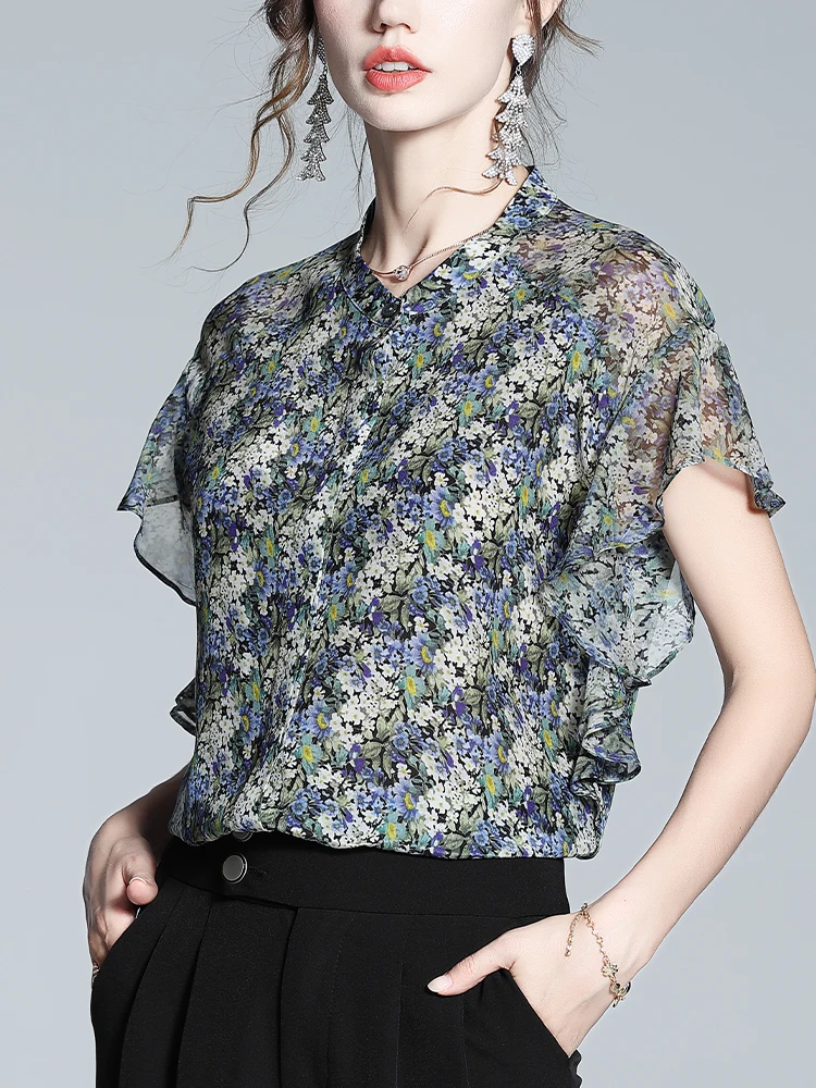 Модные женские блузки EVNISI 2022 повседневные шифоновые летние топы с оборками и