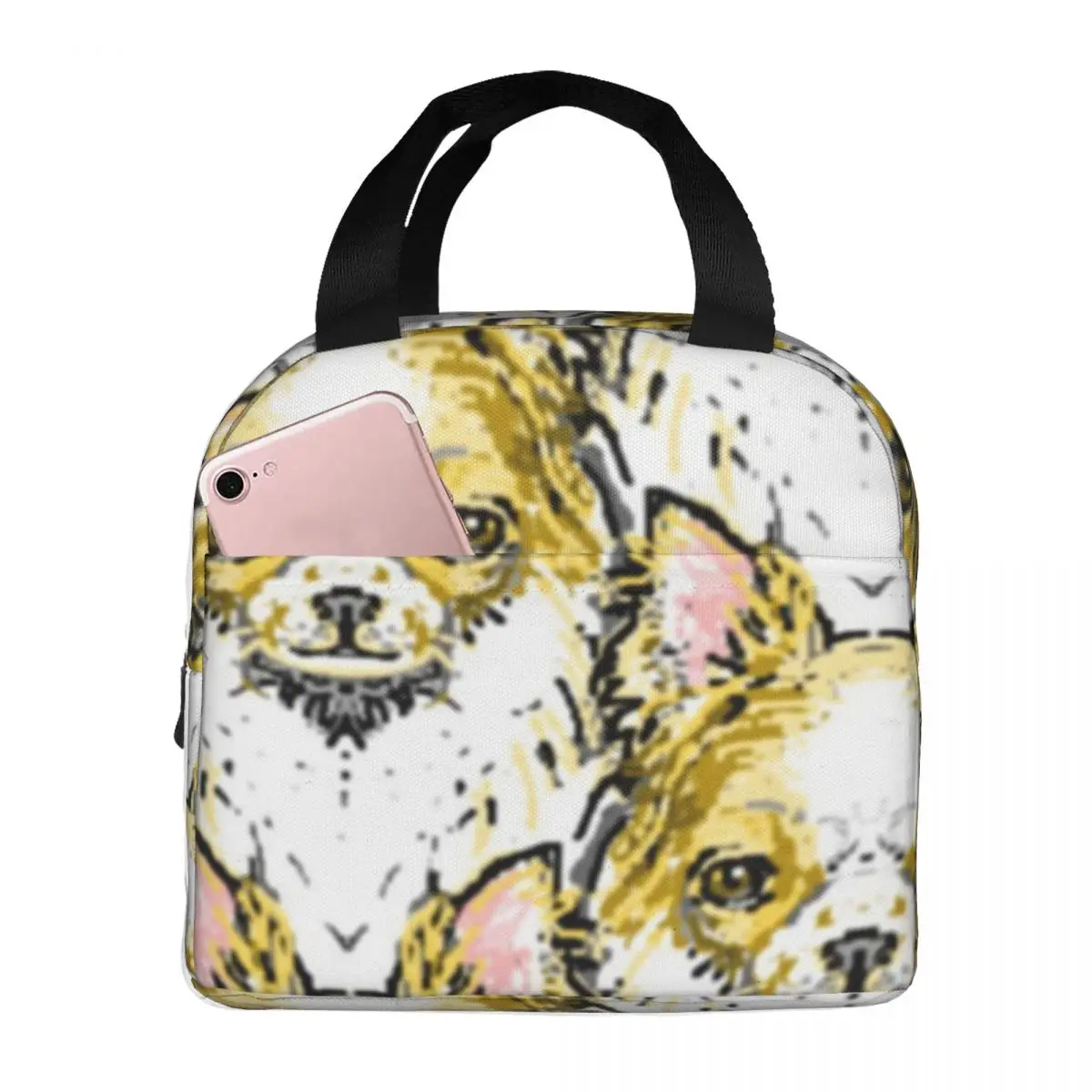

Long Haired Chihuahua Portable Insulated Oxford Lunch Bag Reusable Lunch Box Lunch Organizer Thermal Cooler Tote Bag