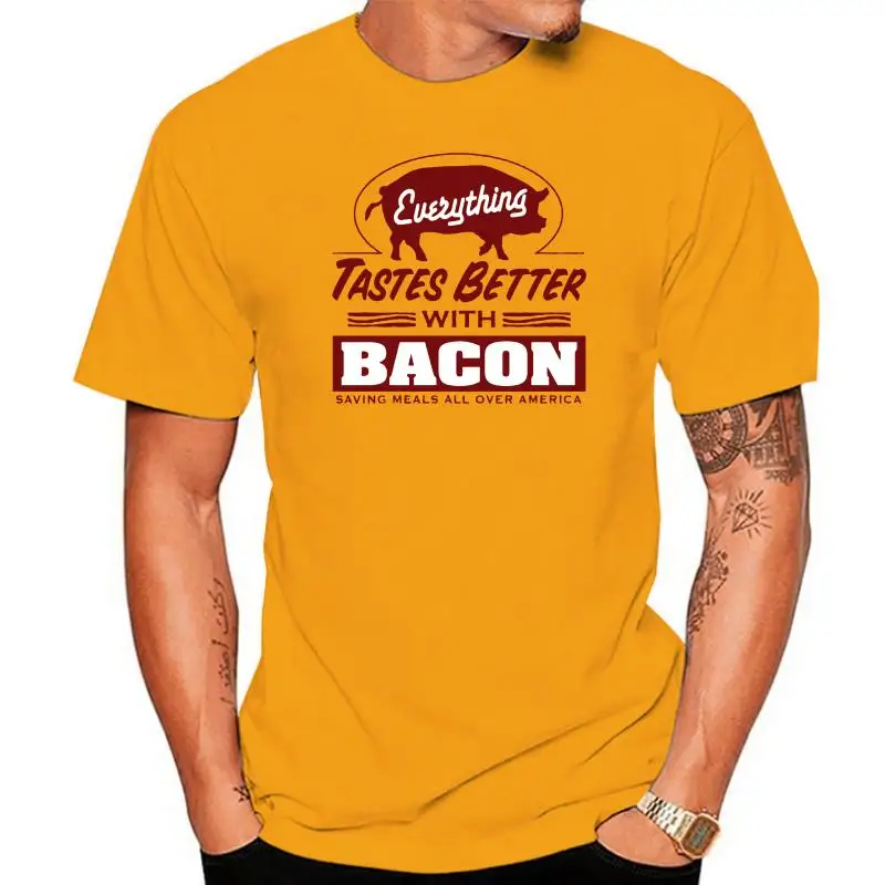 

Мужская футболка с надписью «Better with Bacon Humor», Мужская футболка wo, футболки, Топ