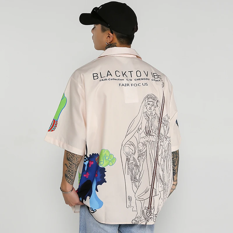 2022 Мужская Уличная рубашка в стиле хип-хоп Aloha забавная графическая пляжная Harajuku