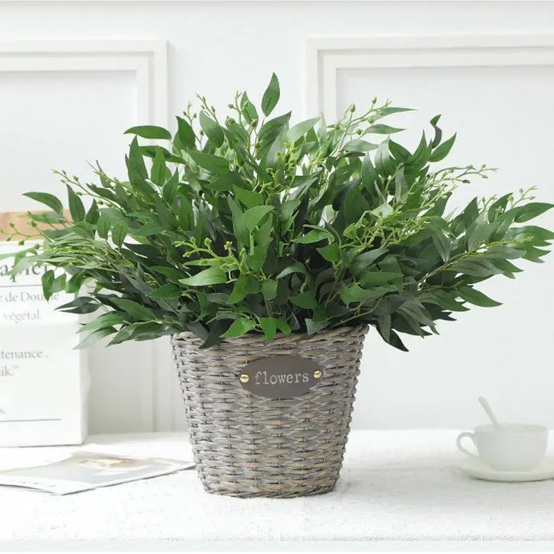 Branches d'olivier artificielles pour Vases, feuilles de tiges vertes, faux Eucalyptus pour Bouquets de Vase Floral de mariage, décor vert printemps