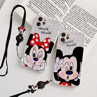 disney mickey and minnie couple with bracelet phone cases for iphone 13 12 11 pro max mini xr xs max 8 x 7 se 2020 back cover