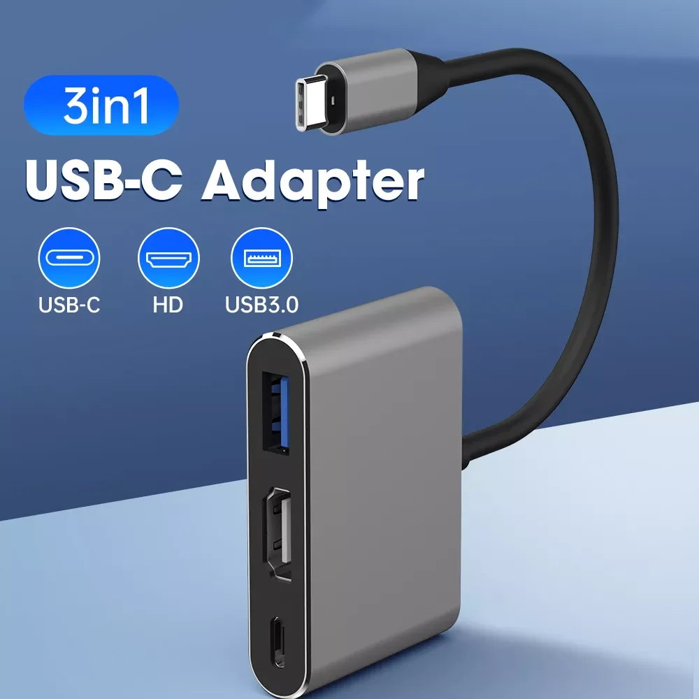 

USB-C To HDMI 3 in 1 Cable Converter for Samsung Huawei Apple Mac NS Usb 3.1 Type C To HDMI 4K Adapter Cable