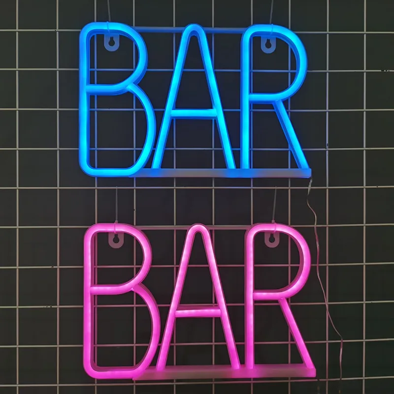 LED BAR Letter Neon Signs Lights For Pub Wall Hanging Atmosphere Lamp Battery USB Operated Home Christmas Party Room Decoration