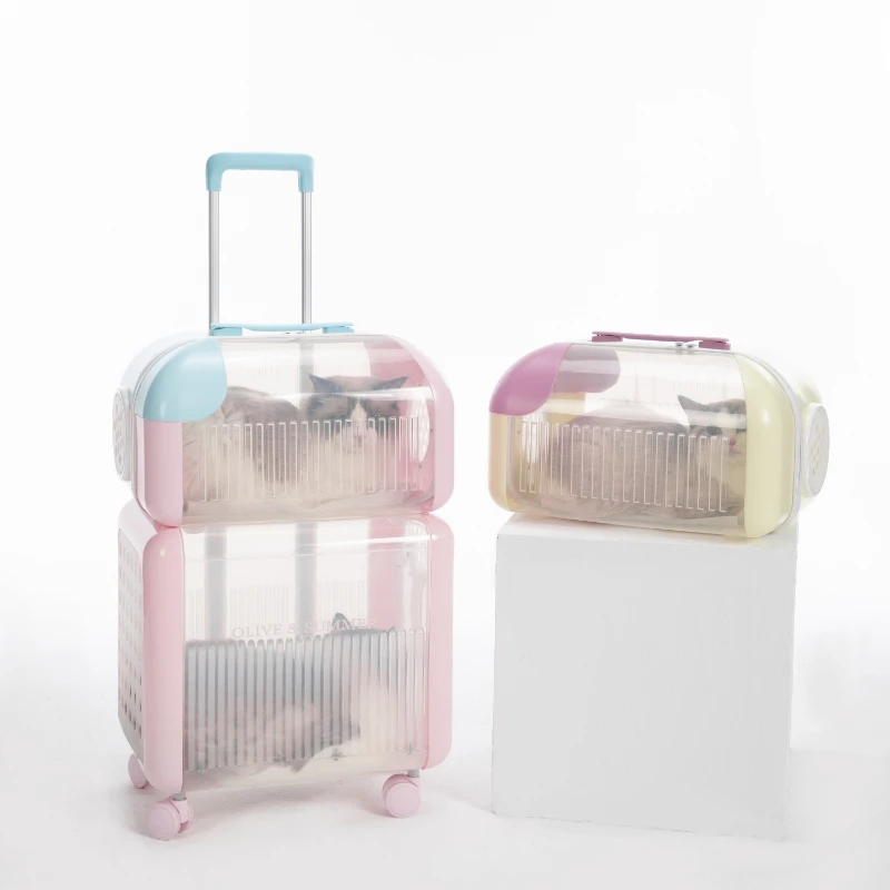 

Cat bag go out portable space capsule double cat trolley suitcase suitcase cat pet go out bag two cats high value