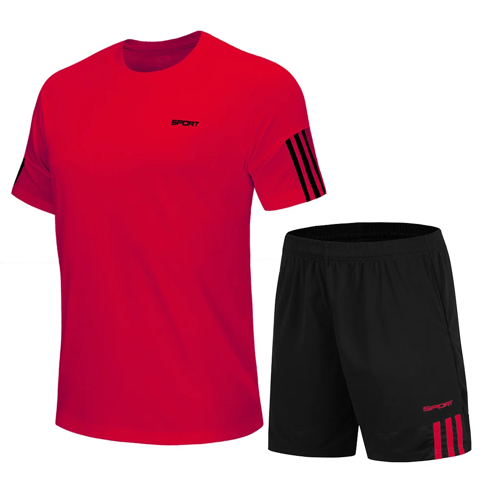 

Спортивный костюм для мальчиков и девочек с коротким рукавом для групповых занятий летний костюм из двух предметов для фитнеса костюм для б...