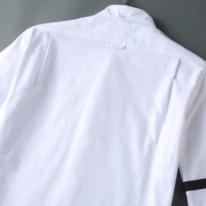 TB Shirts Men New Shirts Black Striped Men Slim Long Sleeve Casual Shirt Turn Down Collar Oxford White Men's Clothing