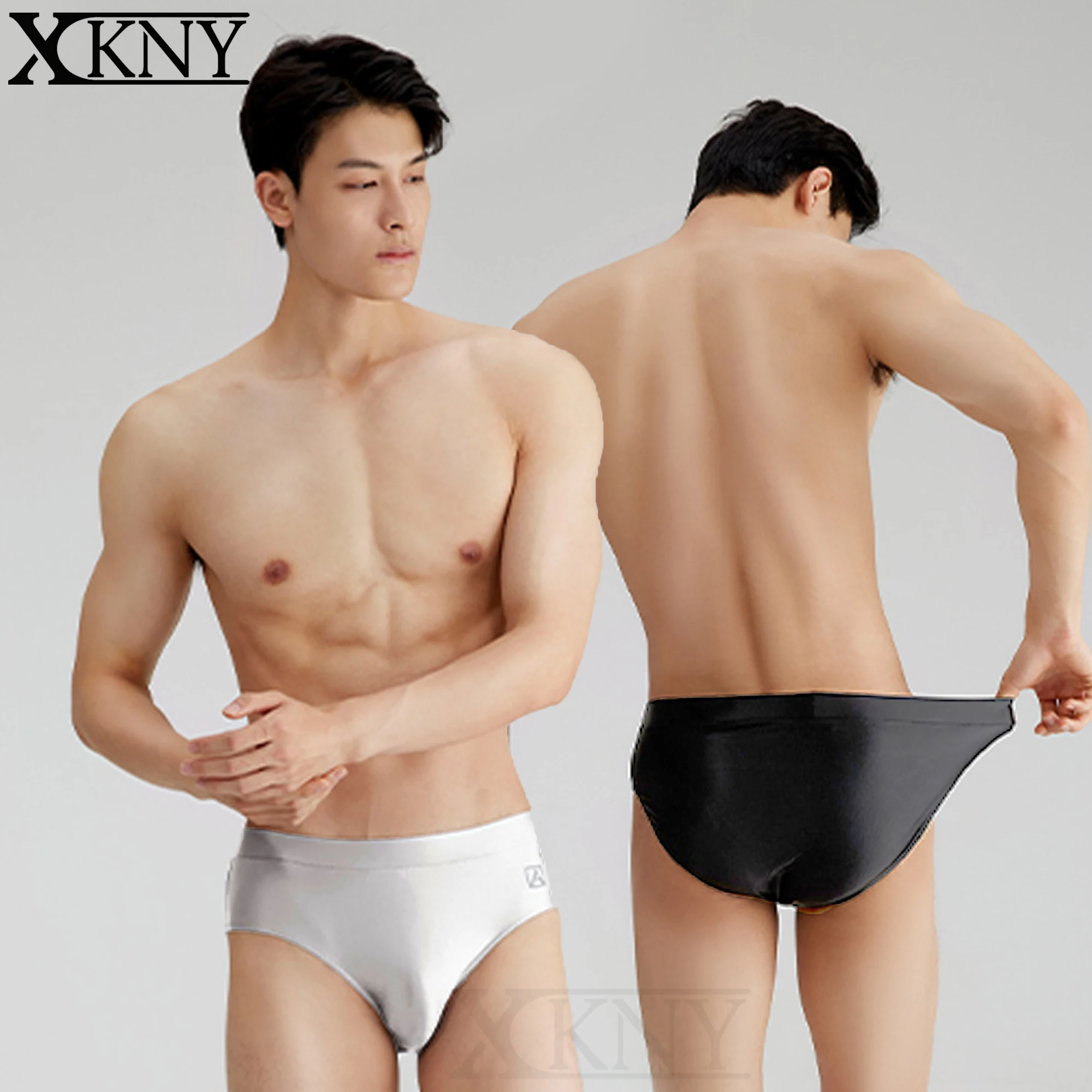 XCKNY satin glossy men underpants oily shiny solid color shiny breathable sports briefs Silk High elasticity briefs