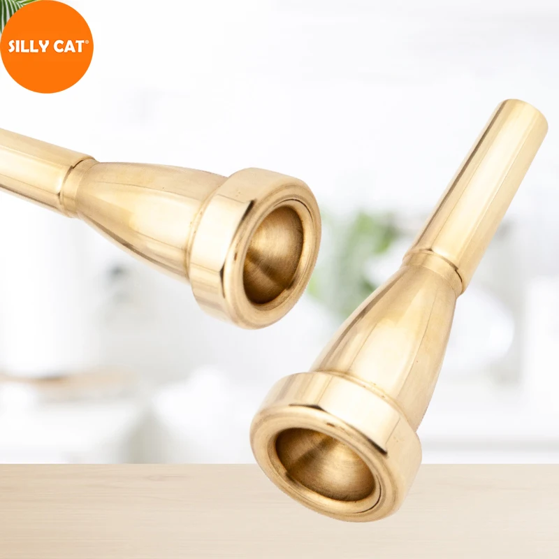 SILLY CAT Gold Plated Pure Copper 5C 7C Beginner Bb Trumpet Mouthpiece Pipe Universal Pop Classical Bb Trumpet Mouthpiece enlarge