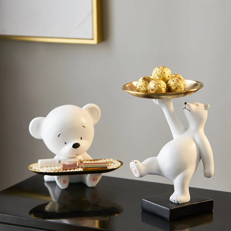 

Bear Statue For Decoration Home Accessories Animal Model Resin Sculpture Modern Art Living Room Decor Aesthetics Storage Figurin