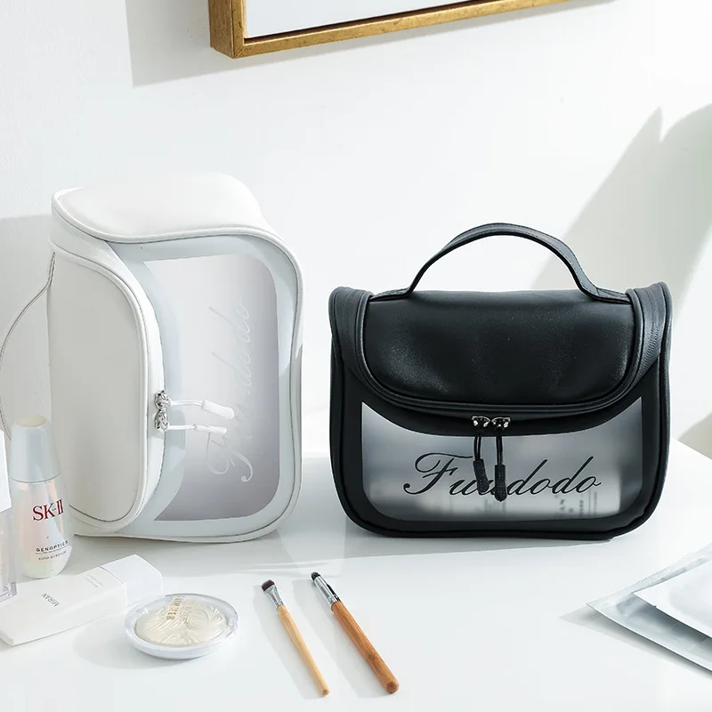 

PC Transparent Makeup Bag Gauze Portable Large Capacity Fashion Toiletry Organizer Black Toiletry Bags Makeup Pouch