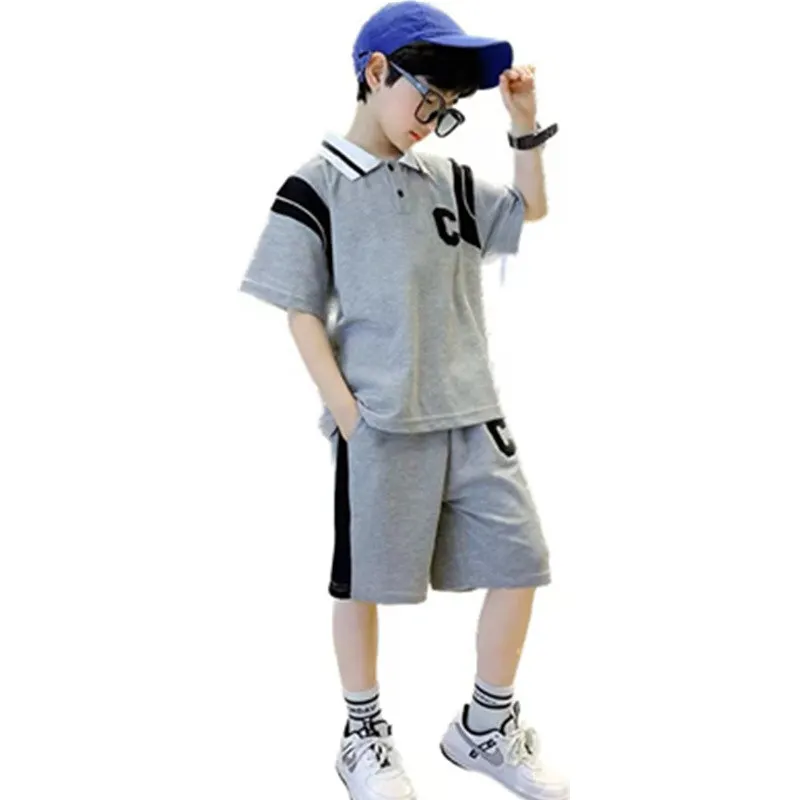 

Toddler Boys Korean Suit Summer Kids Short Sleeve Top + Shorts 2pc Sports Casual Outfits for Teen Boy Clothing Sets 2 To 14Years