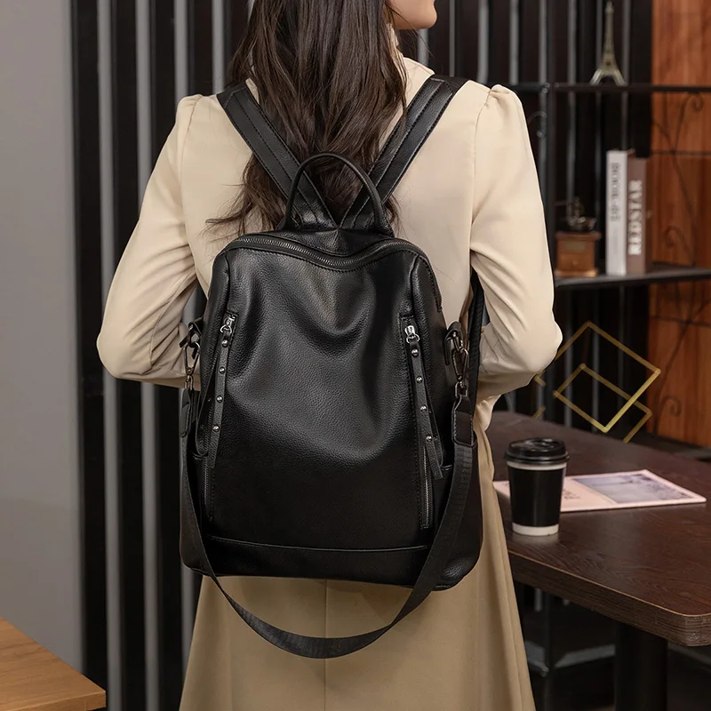 

High Quality Leather Designer Backpack Women Shoulder Bags Multifunction Travel Backpacks School Bags for Girls Bagpack Mochila