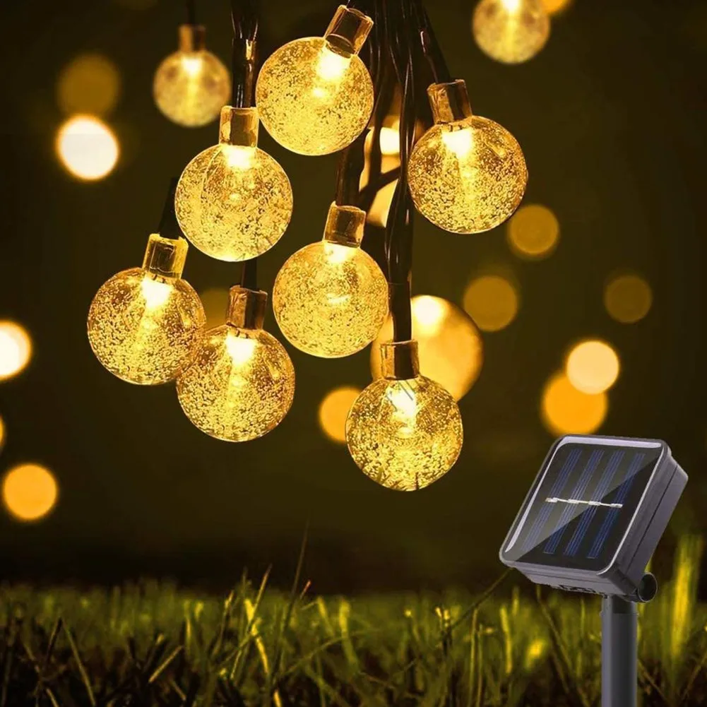 

LED Solar Light String Decorative Crystal Ball LED Color Light 5 Meters 20 Light For Holiday Christmas Garden Backyard Decor