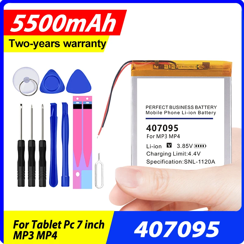 

5500mah (Polymer Lithium ion Battery) Li-ion Battery For Tablet Pc 7 inch MP3 MP4 [407095] Replace High Capacity + Kit Tools