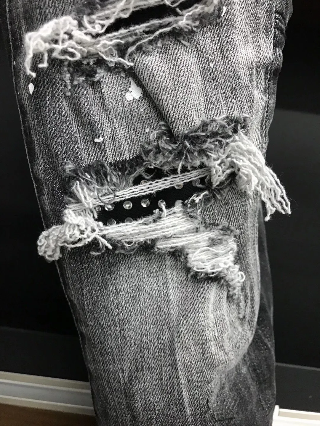 2022 Spring/Summer New D2 Jeans Fashion Men's Worn Hole Patch Paint Fashion Print Micro Elastic Slim Fit Small Straight Sleeve