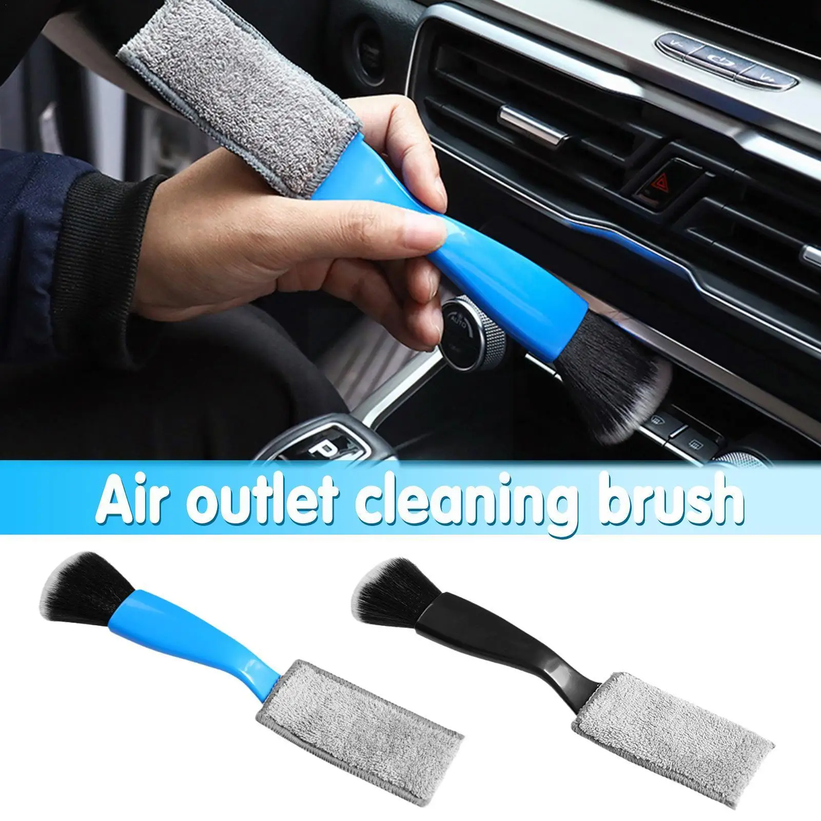 Щетки для детейлинга автомобиля, щетка для детейлинга с двумя головками, моющиеся двухголовные щетки для детейлинга автомобиля, очистка пр...