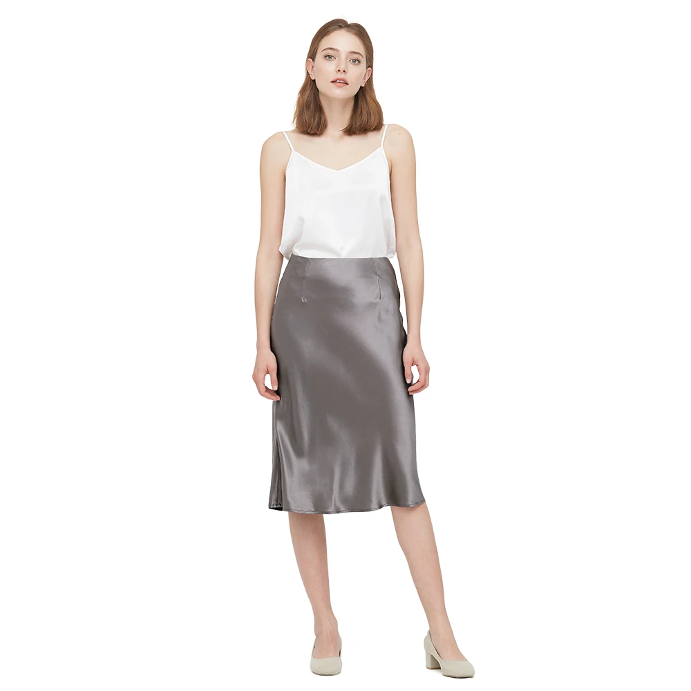 Женская шелковая юбка, юбка до колена, Подчеркивающая фигуру бедер, 22 мм, модная летняя элегантная трапециевидная юбка для женщин miahatami юбка до колена