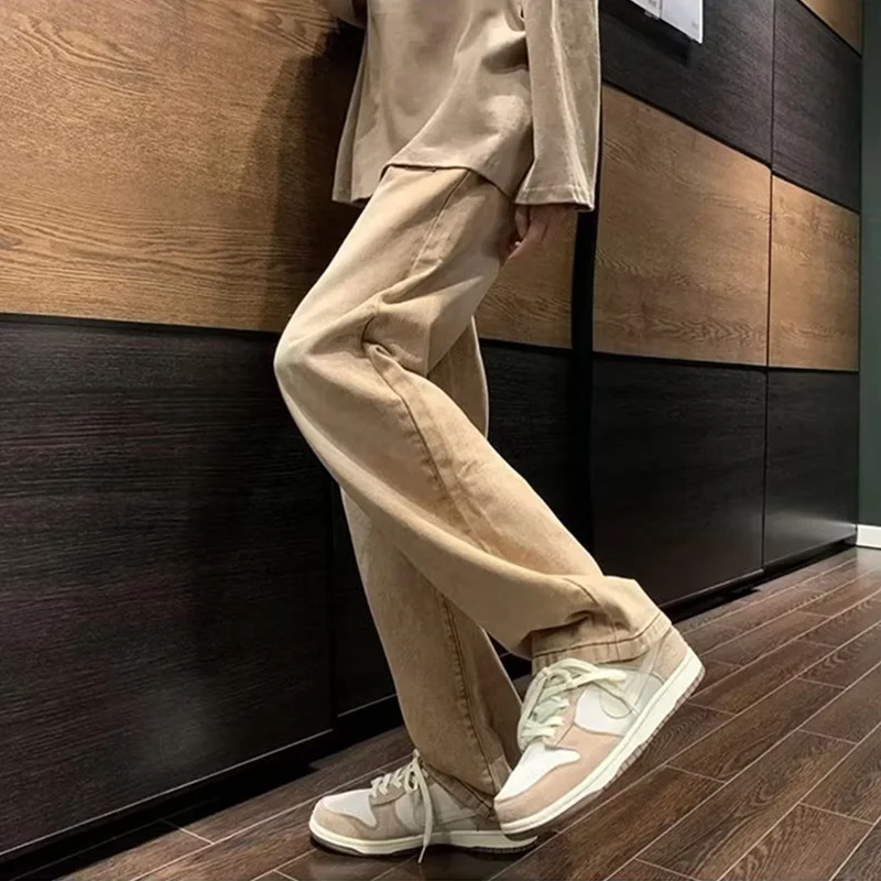 Streetwear Men 2022 Fashion New Pattern Vintage Recreational Blue Jeans Loose Straight Cylinder Broad Leg Trousers Autumn Female