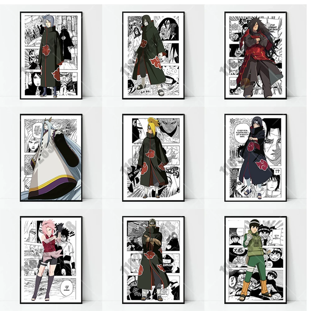 

Peripheral Anime Naruto Poster Kakashi Sasuke Uchiba Canvas Painting Mural Comic Style Bedroom Home Decoration Child Gift Cuadro