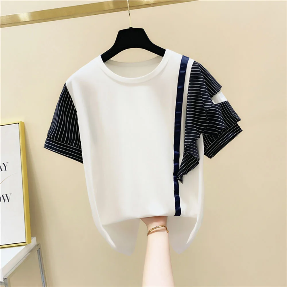 Новинка 2022 женская одежда футболки летние топы с коротким рукавом асимметричные