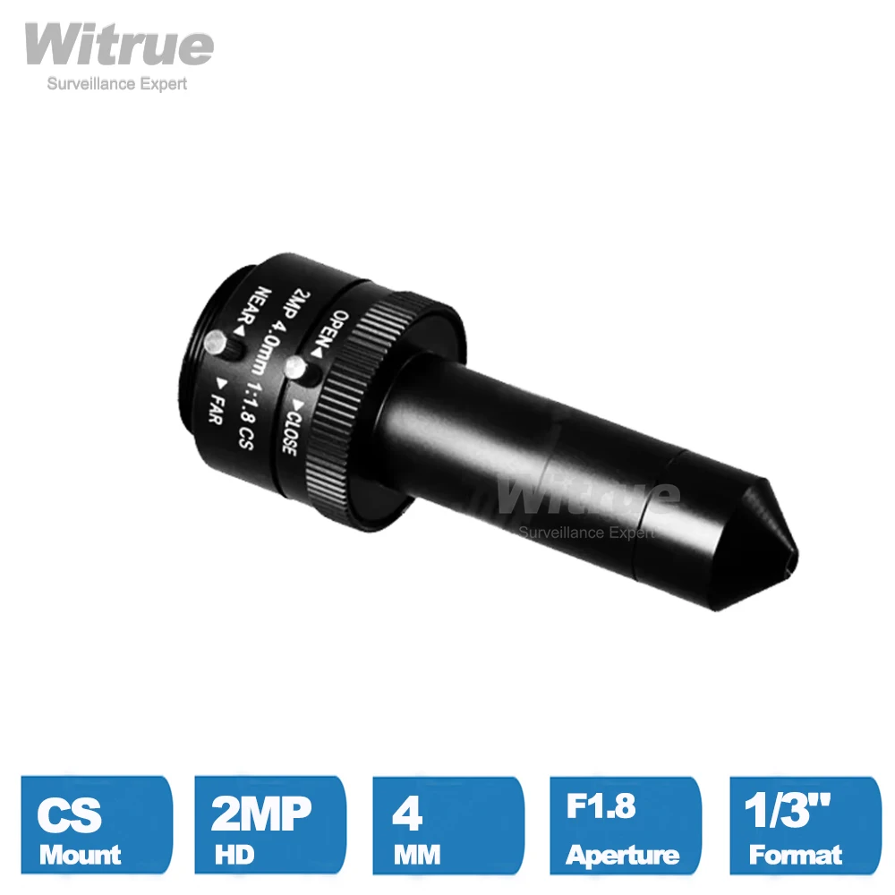Фото Объектив Witrue Pinhole с креплением CS, HD 2 МП, 1080P, апертура 4 мм F1.8, формат 1/3 дюйма, ручная диафрагма для промышленных камер видеонаблюдения №2