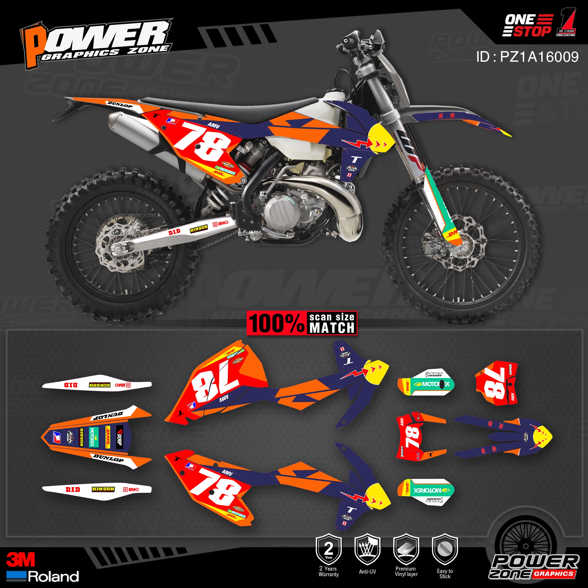 PowerZone пользовательские команды графики фоны наклейки 3m Набор для KTM SXF MX 16-18 EXC XCW