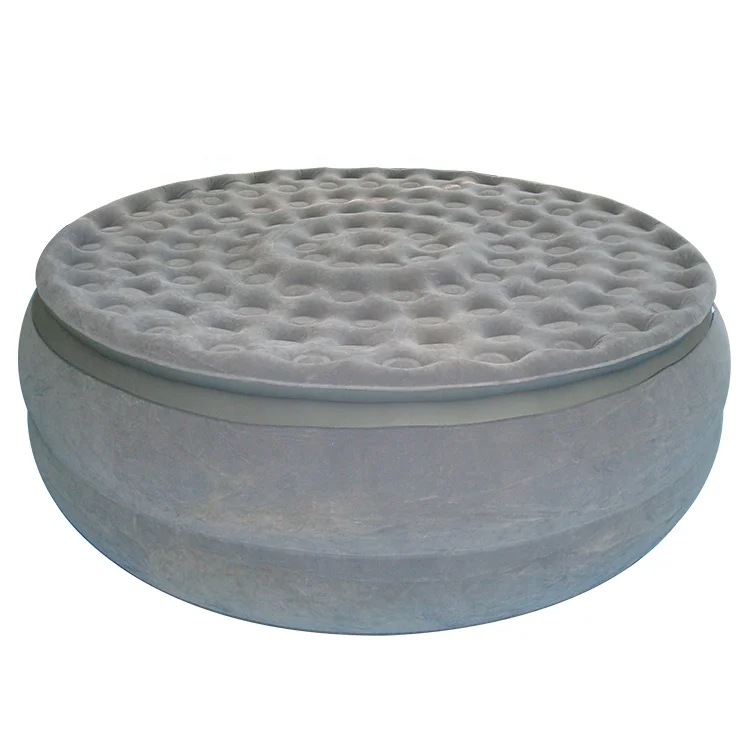 

Customized Durable Circle Inflatable Flocking Air Bed for Family and Camping