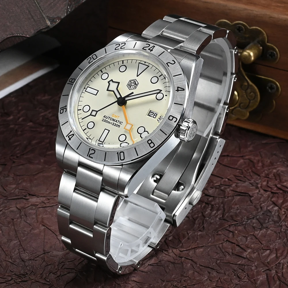 

Роскошные мужские часы San Martin GMT 39 мм деловые часы для мужчин японский NH34 автоматический механический сапфир BGW9 светящийся