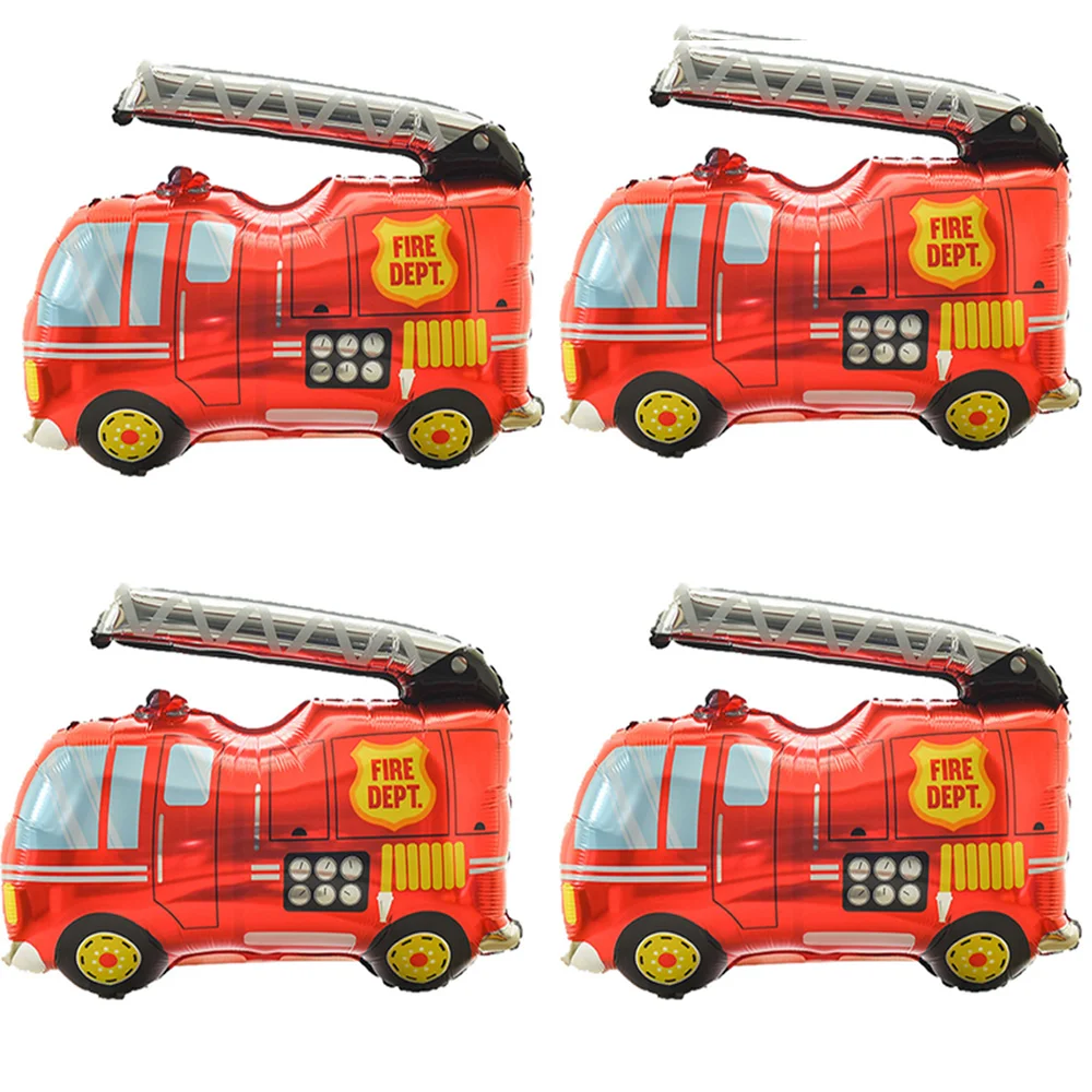 

4Pcs/Set Fire Truck Big Toy Car Foil Ballon Kids Baby Shower Bus Fire Birthday Party Decoration supplies