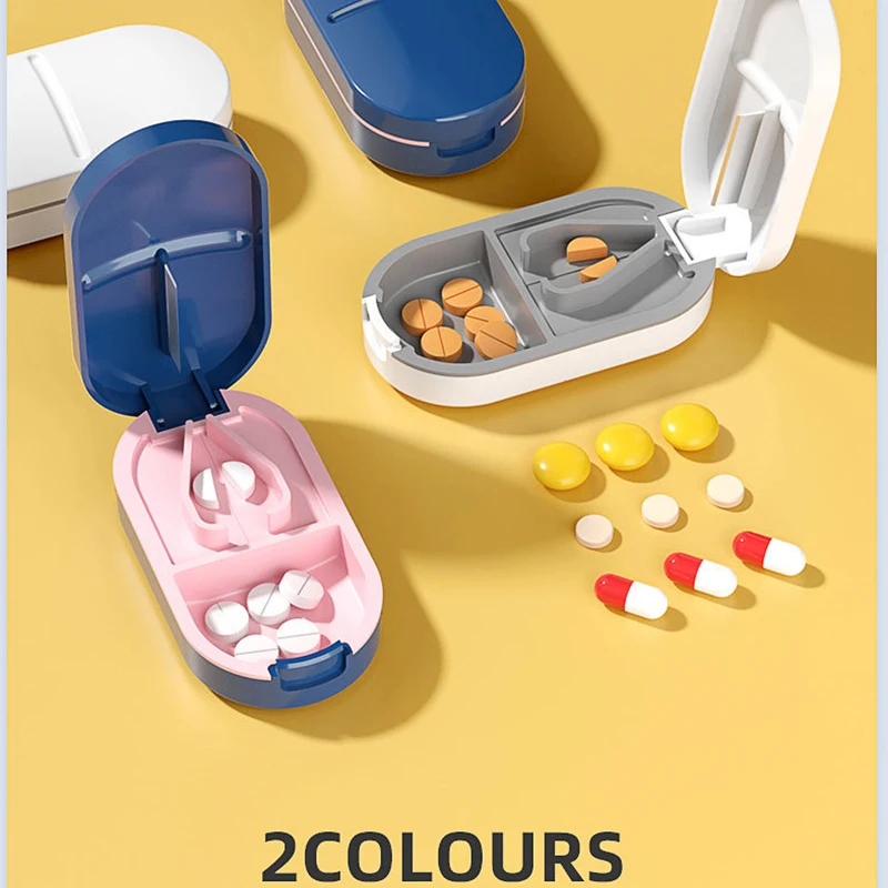 

E5 Traveling Portable Medicine Storage Box Organizer One Week Pill Moisture-proof Storage Box Pill One Split Two Medicine Cutter