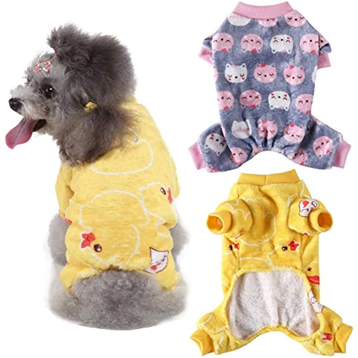 

2 Pack Dog Clothes Pajamas Fleece Jumpsuits Pajamas Puppy Pajamas Cat Clothes Pajamas Winter Pet Pajamas Clothes for Dogs Cats