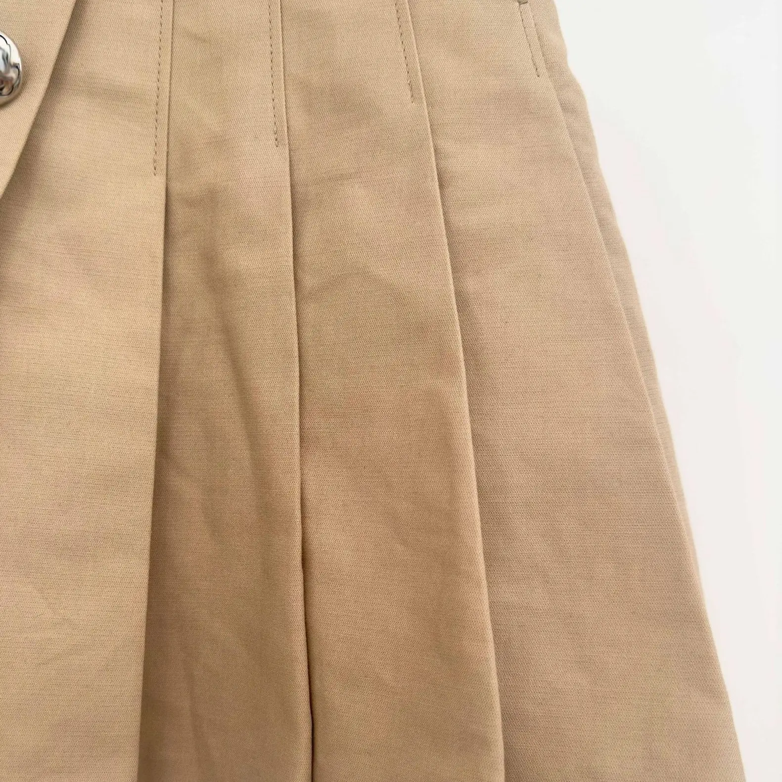 

Women Mini Skirt Pleated Belt High Waist Vintage Jupe