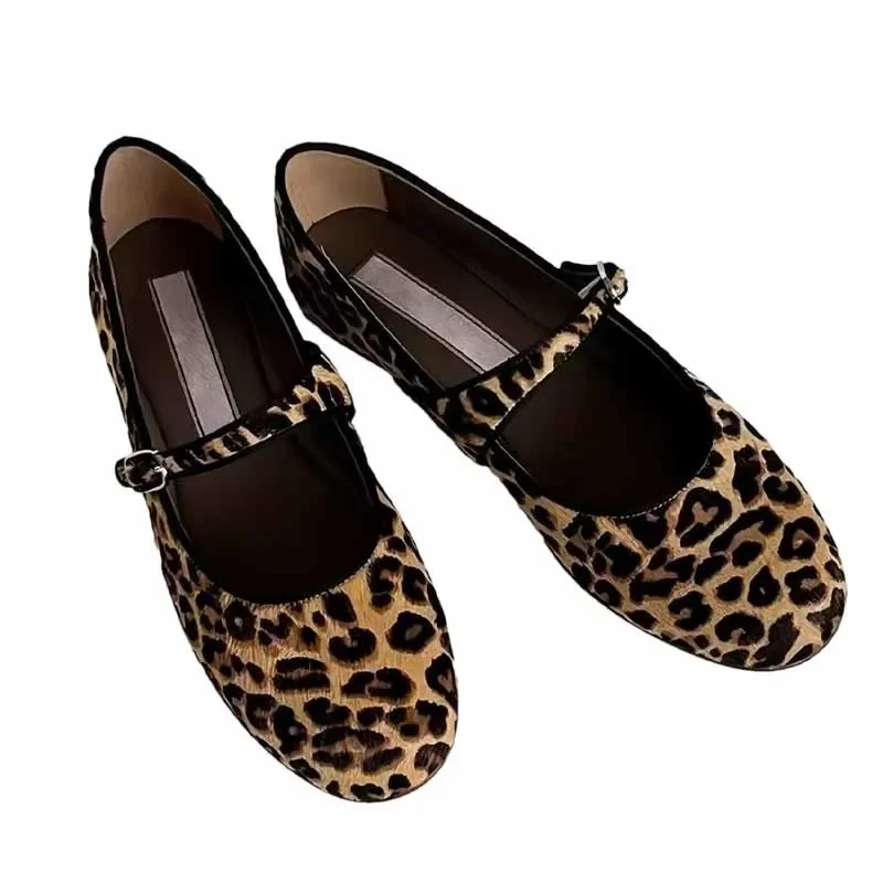 Туфли женские леопардовые плоская подошва лоферы неглубокая Повседневная
